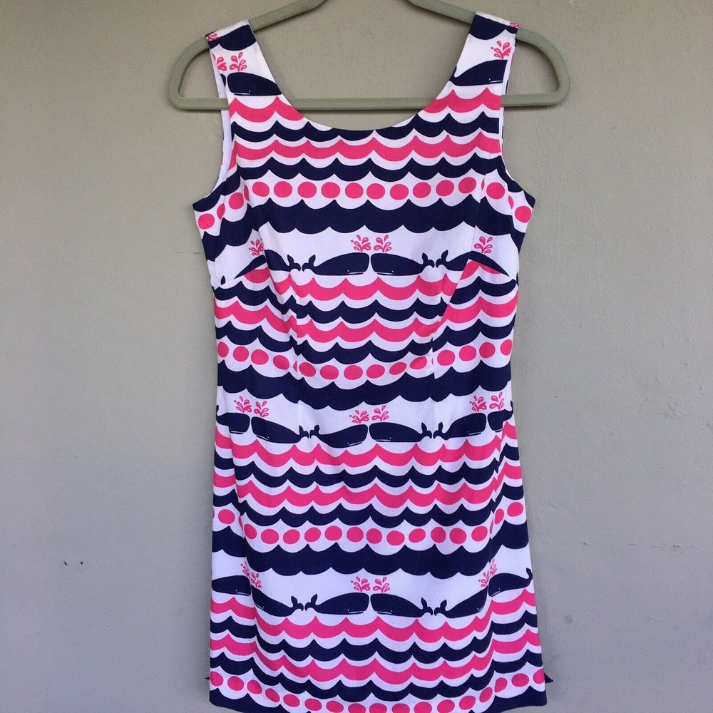 Lilly Pulitzer Navy, Pink & White Whale Print Sleeveless Mini Dress